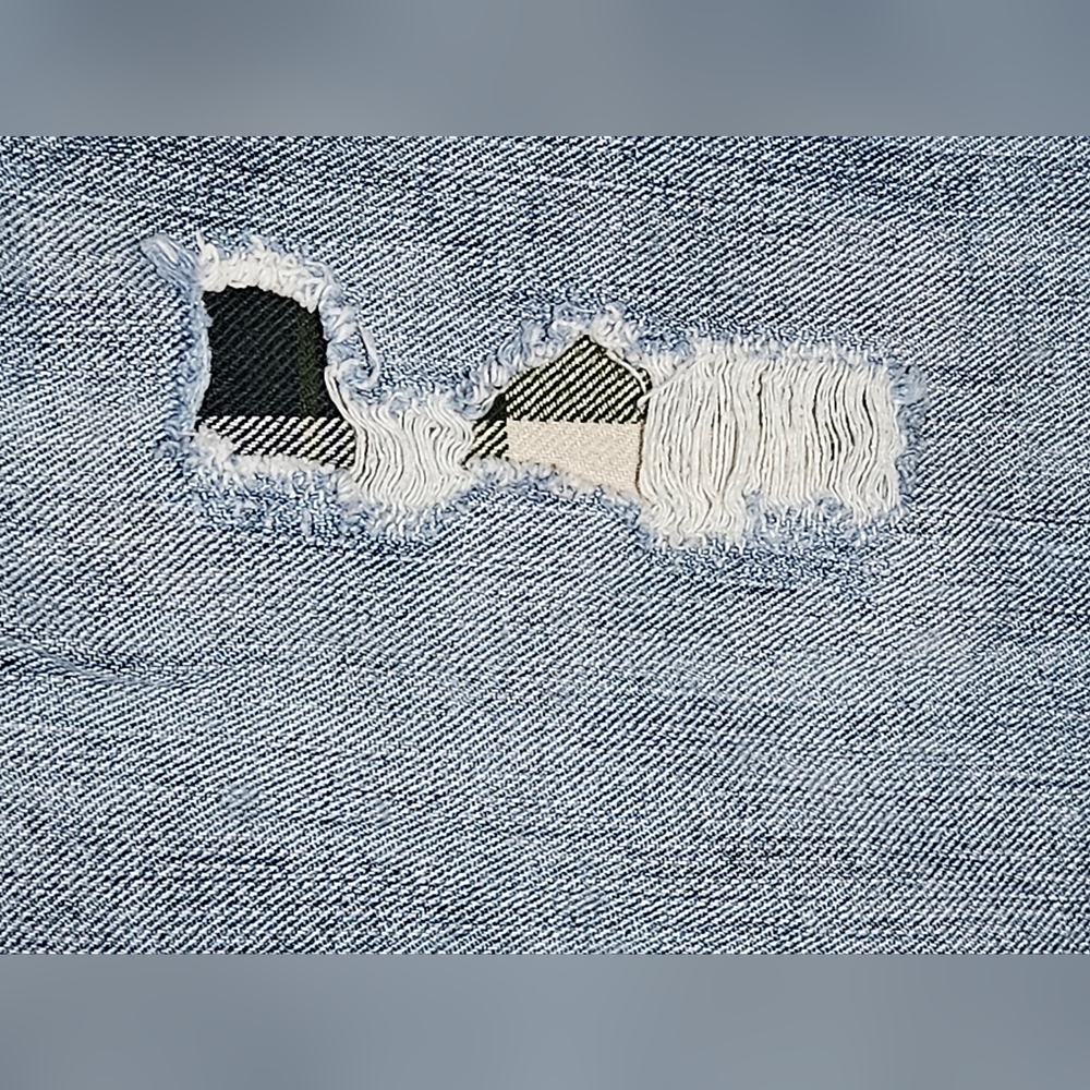 Plaid Patch Distressed Bootcut Jeans - image 3